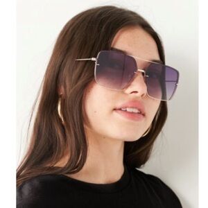 UO Purple Gold Boogie Down Square Frame Rim Oversized Aviator Sunglasses